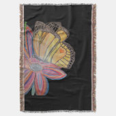 Butterfly landing on flower Throw Blanket Deken (Voorkant Verticaal)