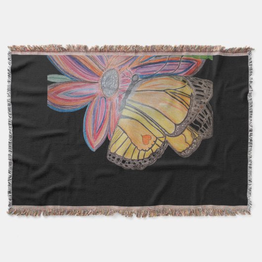 Butterfly landing on flower Throw Blanket Deken (Voorkant)