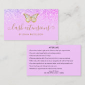 Butterfly Lash Lila Paars nazorginstructies Visitekaartje (Voorkant / Achterkant)