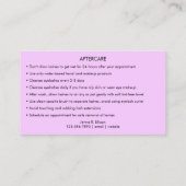 Butterfly Lash Lila Paars nazorginstructies Visitekaartje (Achterkant)