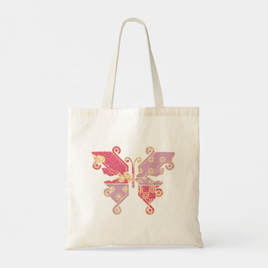 Butterfly Lavender Kimono Pattern Tote Bag (Achterkant)