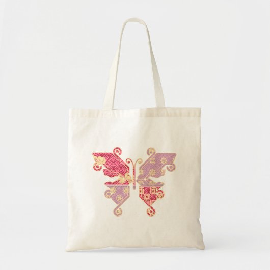 Butterfly Lavender Kimono Pattern Tote Bag (Voorkant)