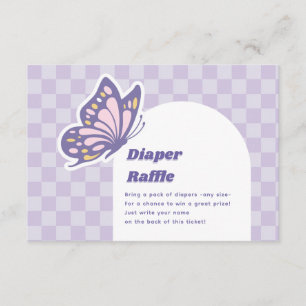 Butterfly Lavender Luier Raffle Baby shower Informatiekaartje