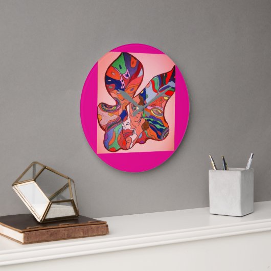 Butterfly Leaf Portrait Round Clock Grote Klok (Kantoor)