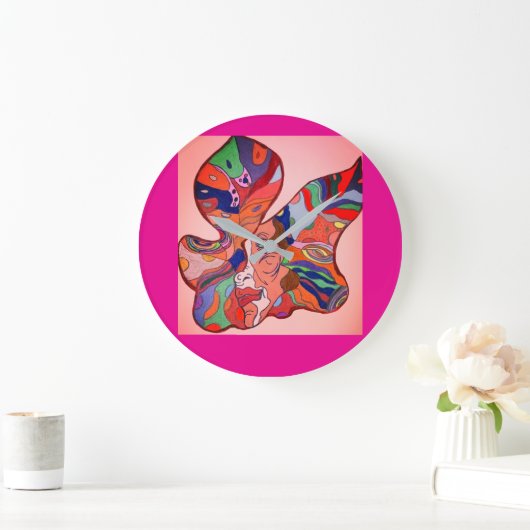 Butterfly Leaf Portrait Round Clock Grote Klok (Huis)