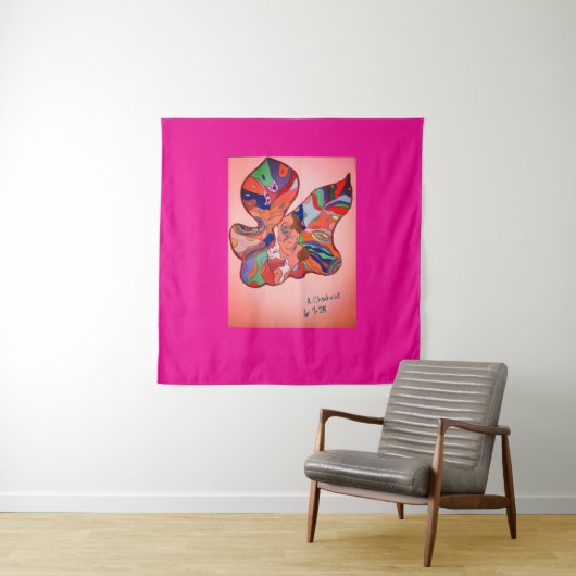 Butterfly Leaf Portrait Square Tapestry Wandkleed (In situ)