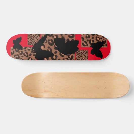 BUTTERFLY LEOPARD/CHEETAH PRINT SKATEBOARD (Horizontaal)