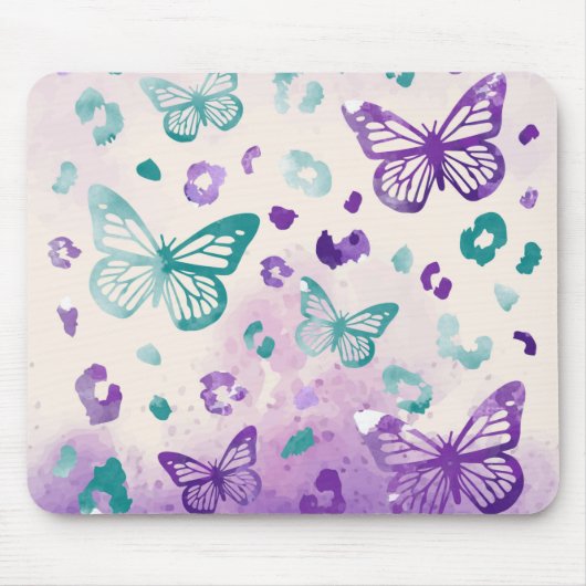 Butterfly Leopard Paars wit Muismat (Voorkant)