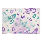 Butterfly Leopard White Kussensloop (Voorkant-Links)