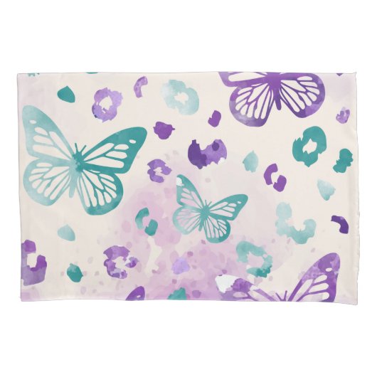 Butterfly Leopard White Kussensloop (Voorkant-Links)