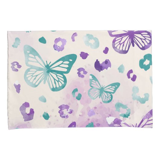 Butterfly Leopard White Kussensloop (Voorkant-Rechts)