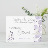 Butterfly Lila Plum Chrysanthemum Save the Date (Staand voorkant)