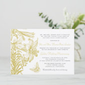 Butterfly Lilies Golden 50th Wedding Jubileum Kaart (Staand voorkant)