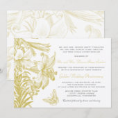 Butterfly Lilies Golden 50th Wedding Jubileum Kaart (Voorkant / Achterkant)