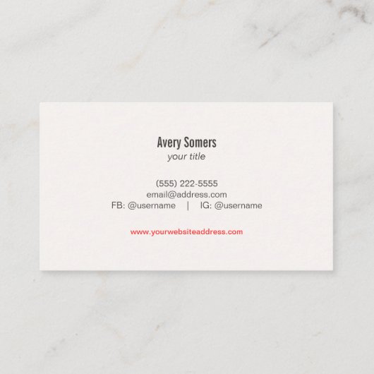 Butterfly Linen look Visitekaartje (Achterkant)