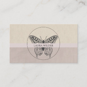 Butterfly Logo Dusty Grey Pink Personal Contactkaartje