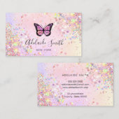 Butterfly logo gesimuleerde dikke glitter visitekaartje (Voorkant / Achterkant)
