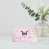 Butterfly logo gesimuleerde dikke glitter visitekaartje (Staand voorkant)