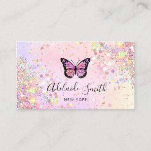 Butterfly logo gesimuleerde dikke glitter visitekaartje