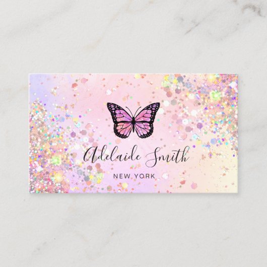Butterfly logo gesimuleerde dikke glitter visitekaartje (Voorkant)