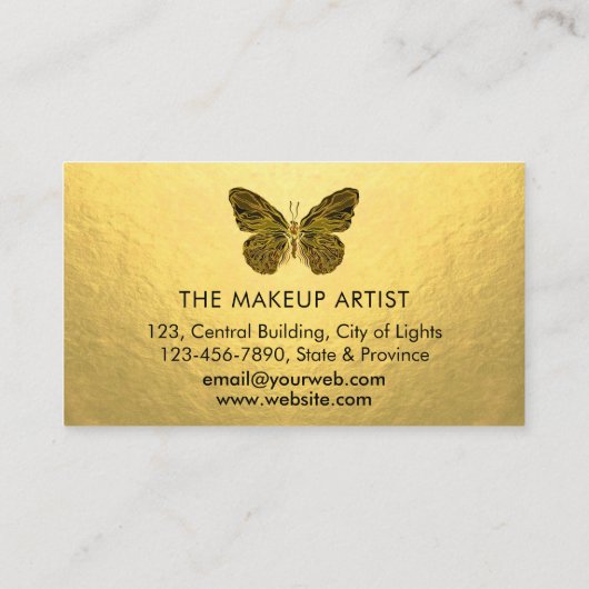 Butterfly Logo Gold Glitter Driving Girly Busine Visitekaartje (Achterkant)