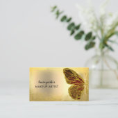 Butterfly Logo Gold Glitter Girly Modern Business Visitekaartje (Staand voorkant)