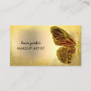 Butterfly Logo Gold Glitter Girly Modern Business Visitekaartje