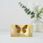 Butterfly Logo Gold Glitter Girly Modern Elegant Visitekaartje (Staand voorkant)