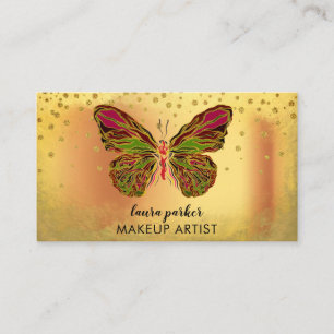 Butterfly Logo Gold Glitter Girly Modern Rainbow Visitekaartje