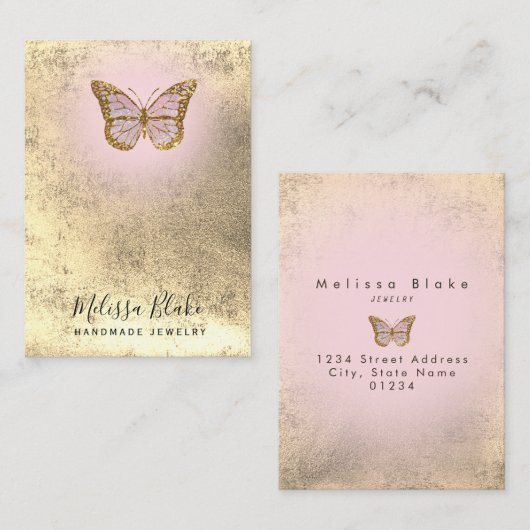 Butterfly logo Oorbel Houder Display Card Visitekaartje (Voorkant / Achterkant)