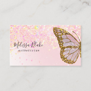 Butterfly logo op faux glitter achtergrond visitekaartje
