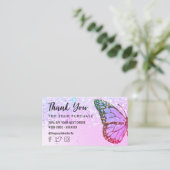 Butterfly logo op faux glitter bedankt visitekaartje (Staand voorkant)