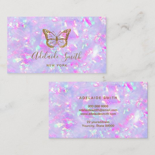 Butterfly logo op opaal textuur visitekaartje (Voorkant / Achterkant)