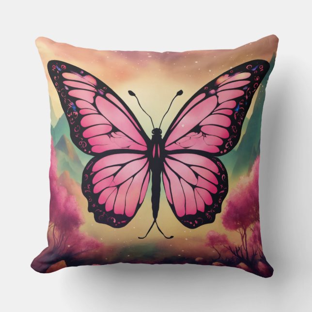 Butterfly Logo Throw Pillow Kussen (Voorkant)