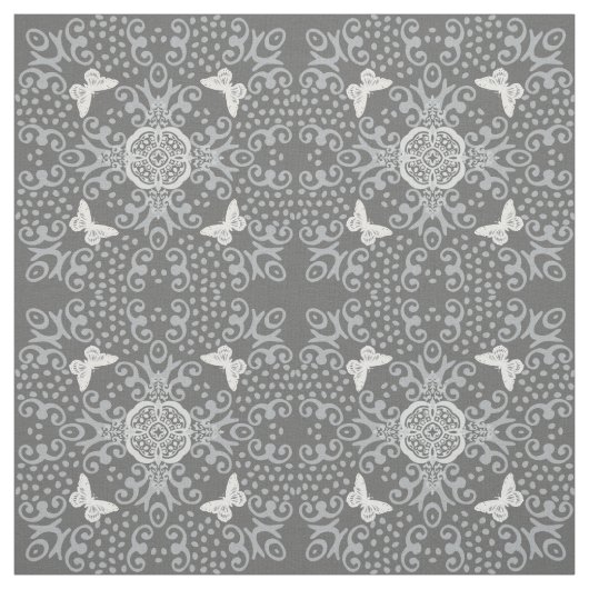Butterfly Look Pattern Grey Stof (Swatch)