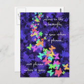 Butterfly Love/Colorful-Quote Briefkaart (Voorkant / Achterkant)