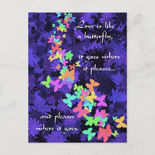 Butterfly Love/Colorful-Quote Briefkaart (Voorkant)