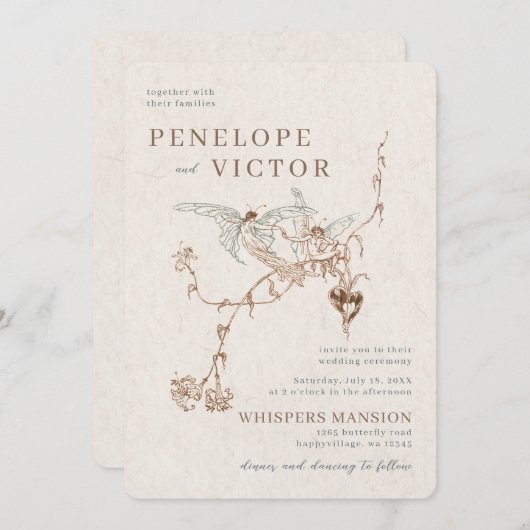 Butterfly Love Wedding Invitation Kaart (Voorkant / Achterkant)