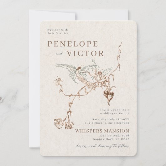 Butterfly Love Wedding Invitation Kaart (Voorkant)