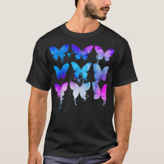 Butterfly Lover Butterflies Roze Blauw Paars Water T-shirt