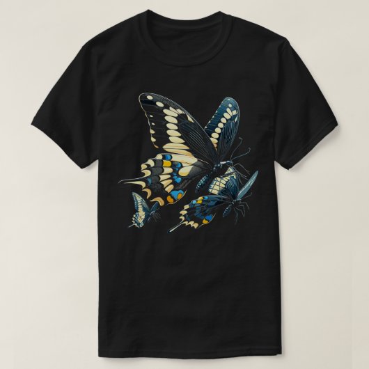 Butterfly Lover Entomologie Bug Zwart Swallowtail T-shirt (Design voorkant)