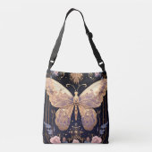 Butterfly Lover Floral Paarse Roze Crossbody Tas (Achterkant)