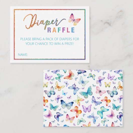 Butterfly Luier Raffle Baby shower Kaart (Voorkant / Achterkant)