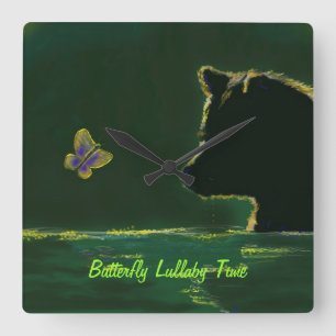 Butterfly Lullaby Time Wall Clock Vierkante Klok