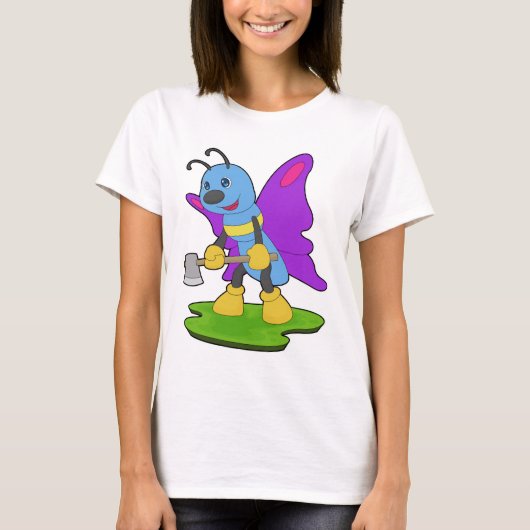 Butterfly Lumberjack Axe Forest T-shirt (Voorkant)