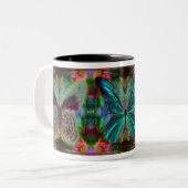 Butterfly Magic II Tweekleurige Koffiemok (Voorkant links)