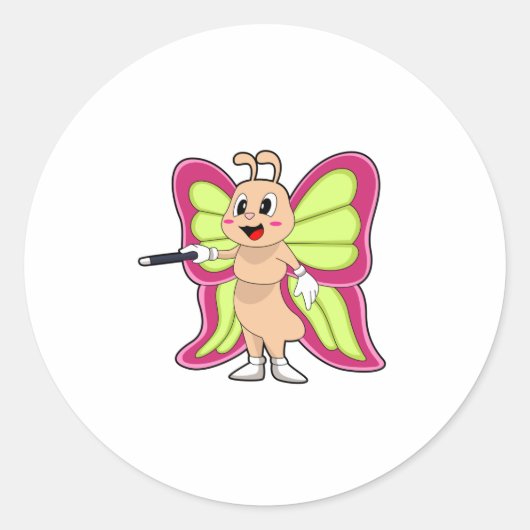 Butterfly Magic Wand Ronde Sticker (Voorkant)