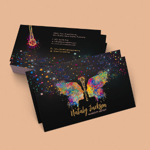 Butterfly Make-up Brush Vrouw Profiel Visitekaartje
