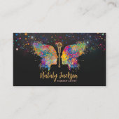 Butterfly Make-up Brush Vrouw Profiel Visitekaartje (Voorkant)