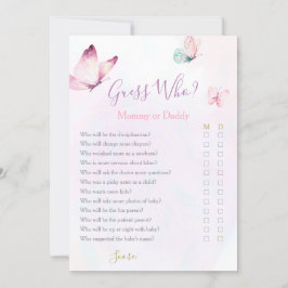 Butterfly Mama of Daddy Baby shower spel Kaart